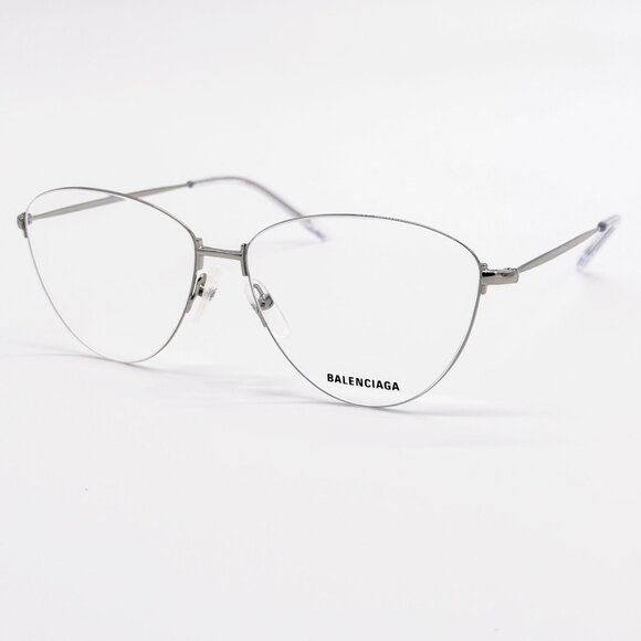 NEW BALENCIAGA EYEGLASSES BB0034O 002 CAT EYE SILVER WOMEN EYEWEAR BALENCIAGA - Picture 3 of 9
